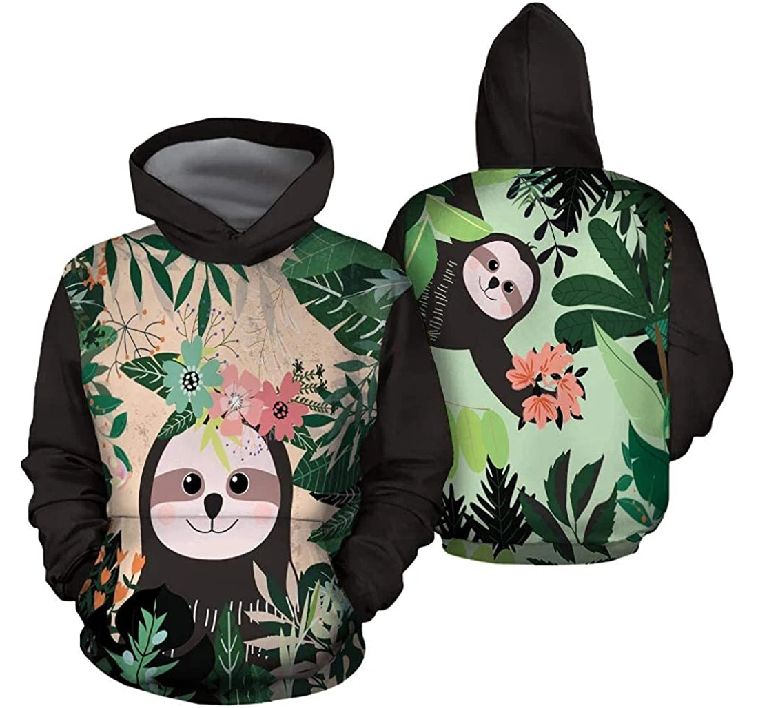 Personalized Sloth Tropical Lovers Lightweight Premium Sportwear Up - 3D Printed Pullover Hoodie