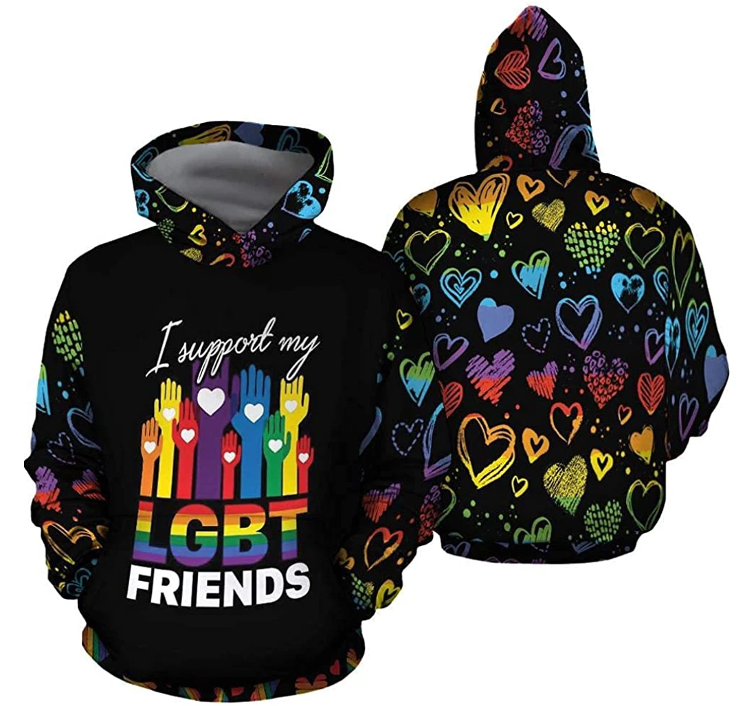 Personalized Lgbt Friends Lightweight Premium Sportwear Up - 3D Printed Pullover Hoodie