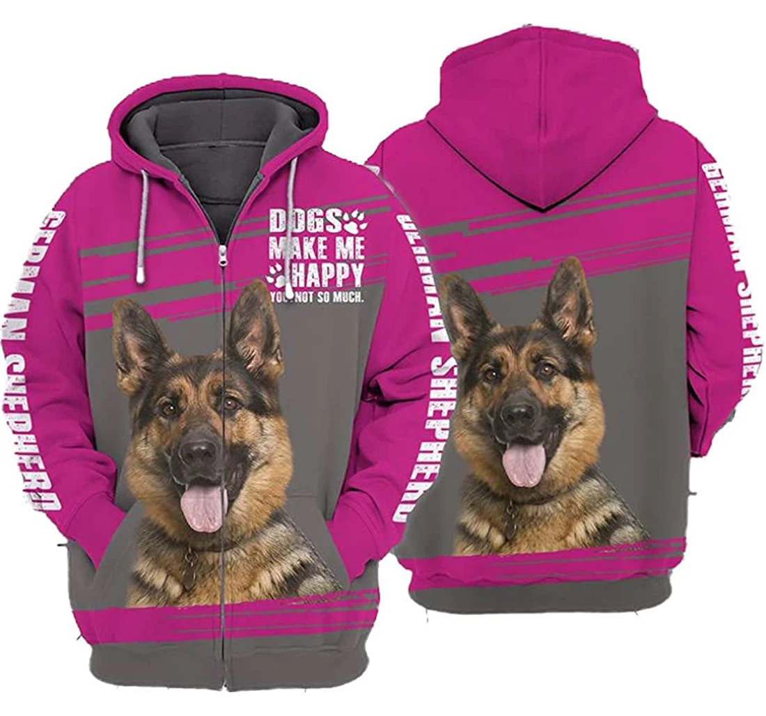 Personalized Dog Make Me Happy In Pink Lightweight Premium Sportwear Up - 3D Printed Pullover Hoodie