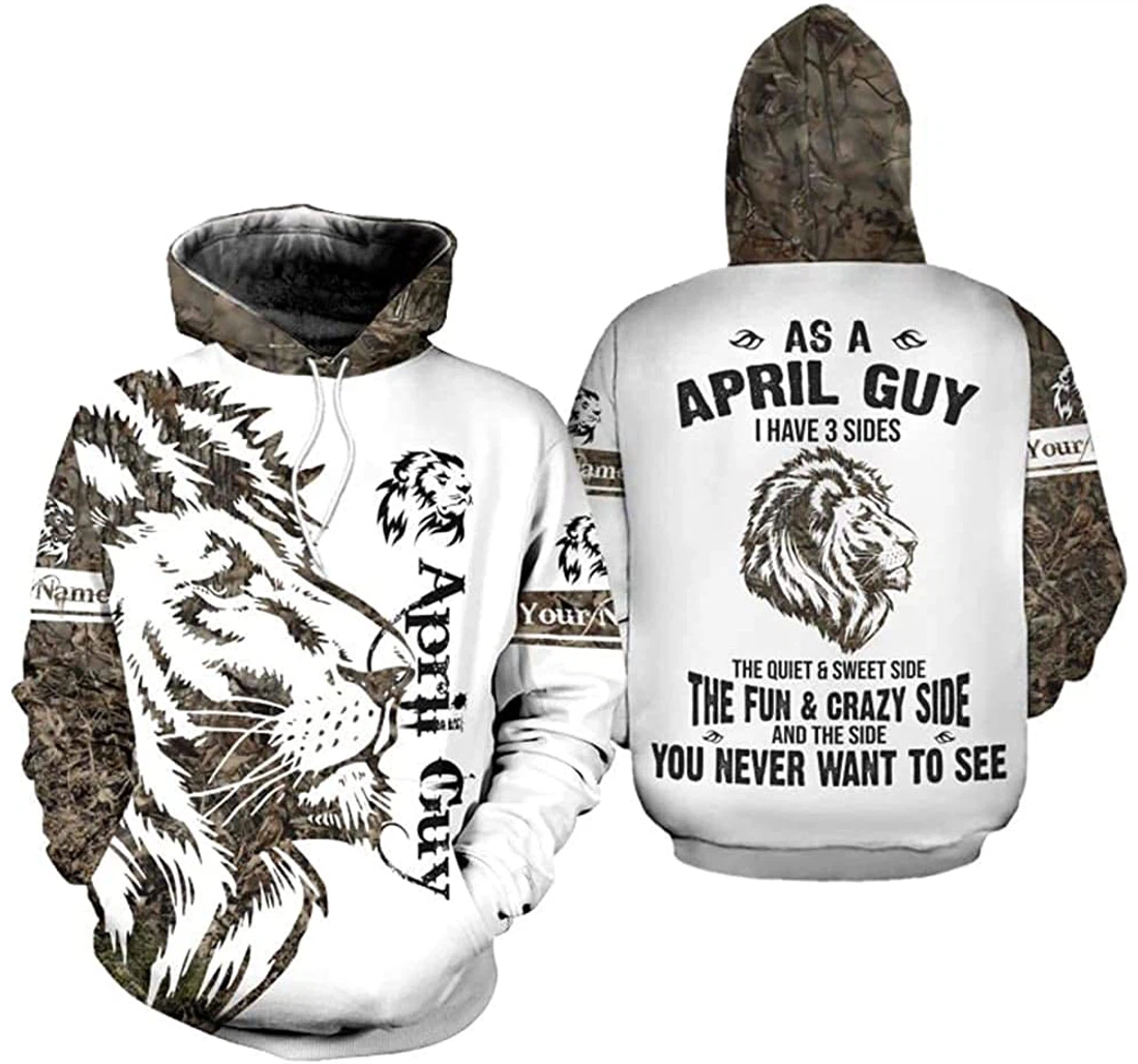 Personalized April Guy Lion Lightweight Premium Sportwear Up - 3D Printed Pullover Hoodie