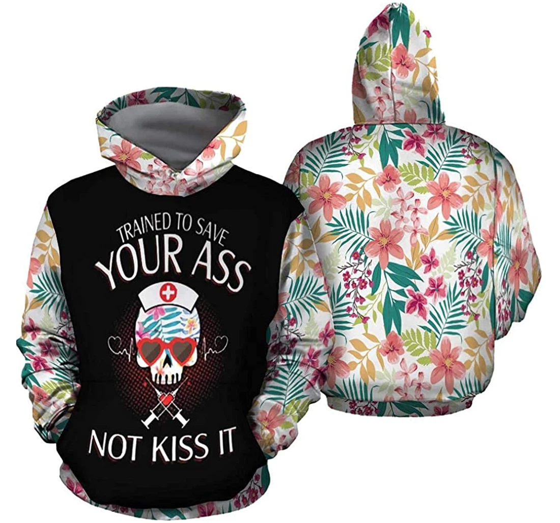 Personalized Skull Nurse Colorful Pattern Lightweight Premium Sportwear Up - 3D Printed Pullover Hoodie