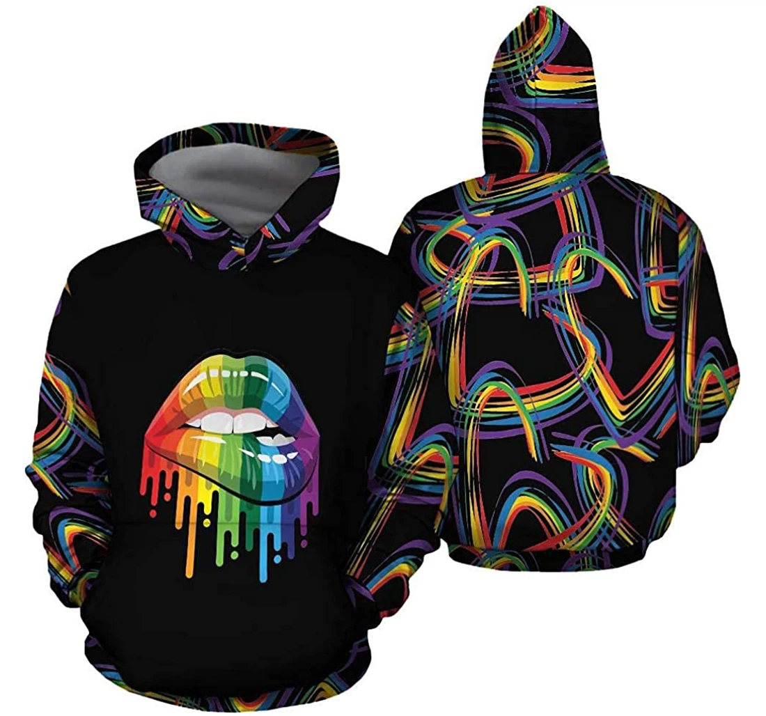 Personalized Lgbt Lips Lightweight Premium Sportwear Up - 3D Printed Pullover Hoodie