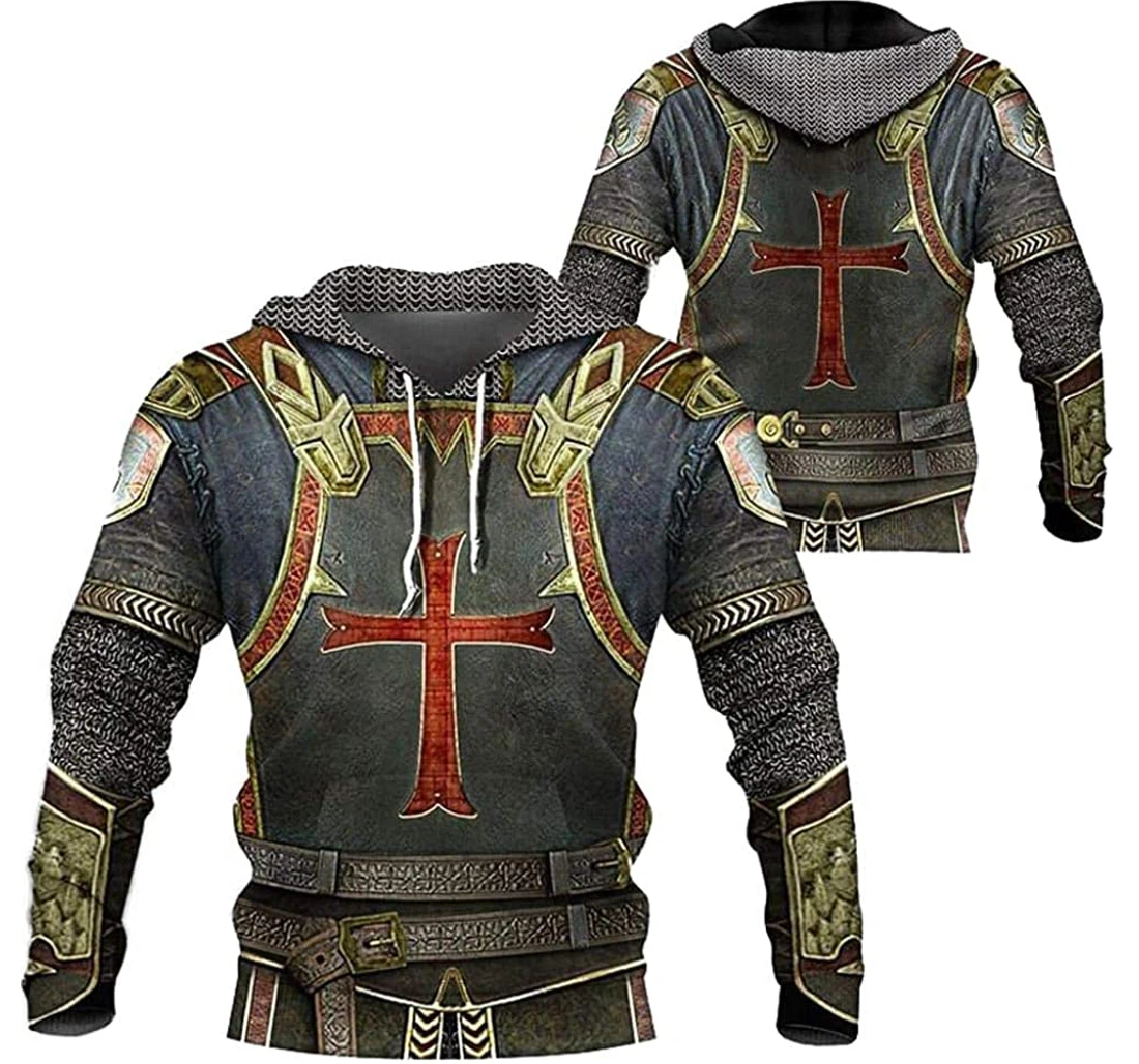 Personalized Jesus Knight Templar Lightweight Premium Sportwear Up - 3D Printed Pullover Hoodie