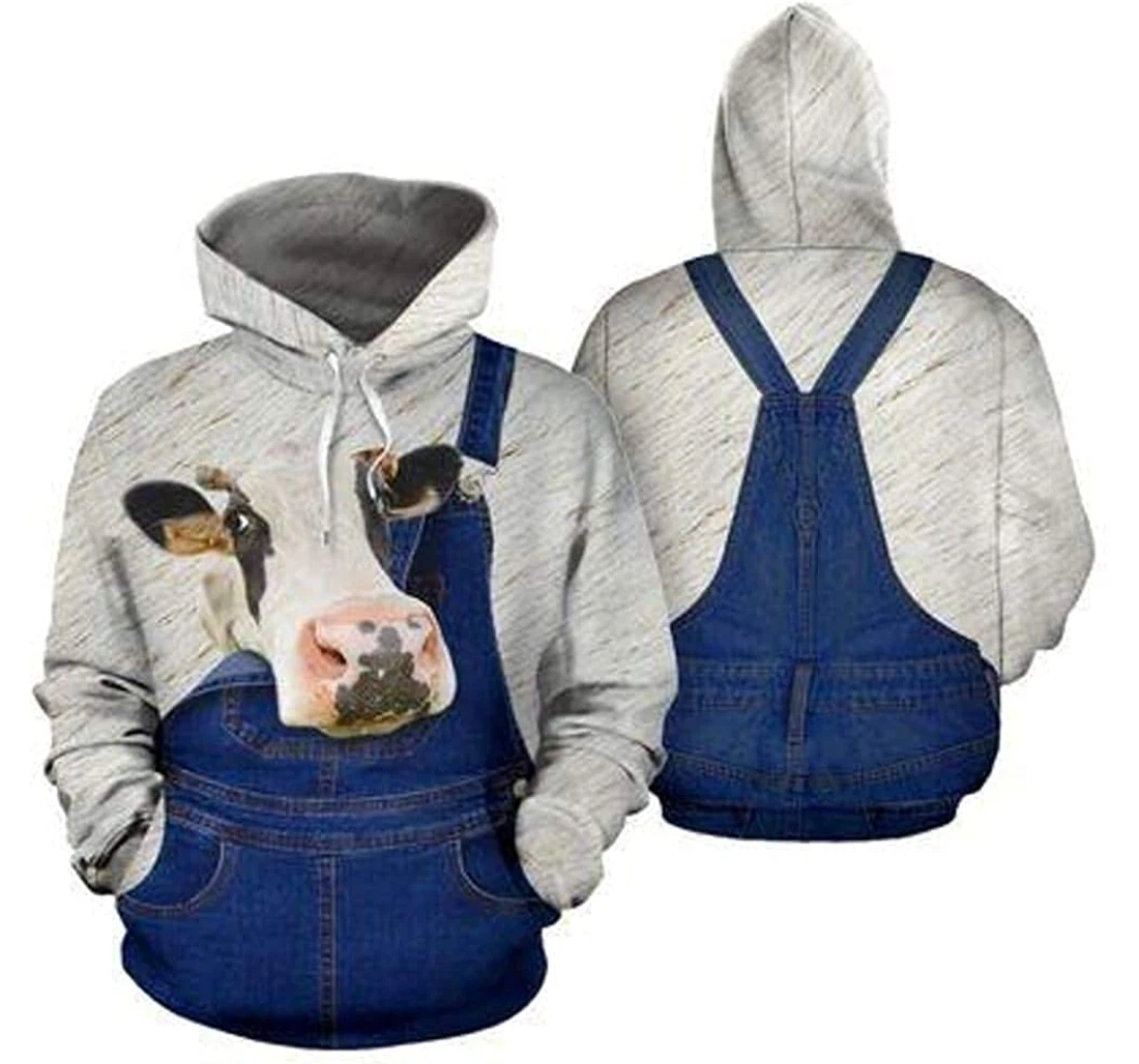 Personalized Coveralls Jeans Cow Lightweight Premium Sportwear Up - 3D Printed Pullover Hoodie