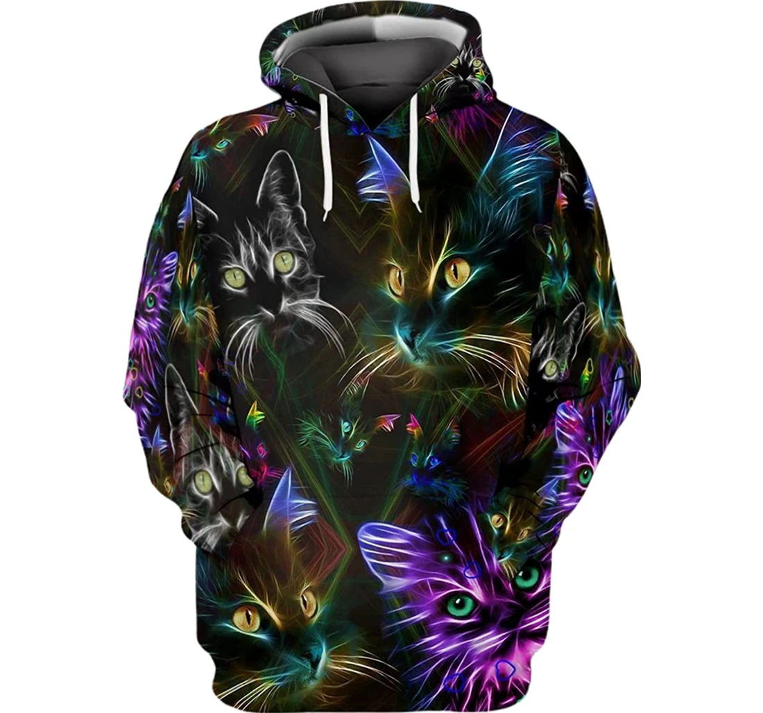 Personalized Cat Neon Fleece Short - 3D Printed Pullover Hoodie