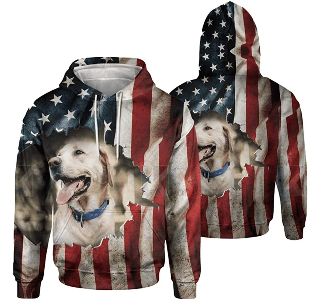 Personalized Labrador - Flag Usa Lightweight Premium Sportwear Up - 3D Printed Pullover Hoodie