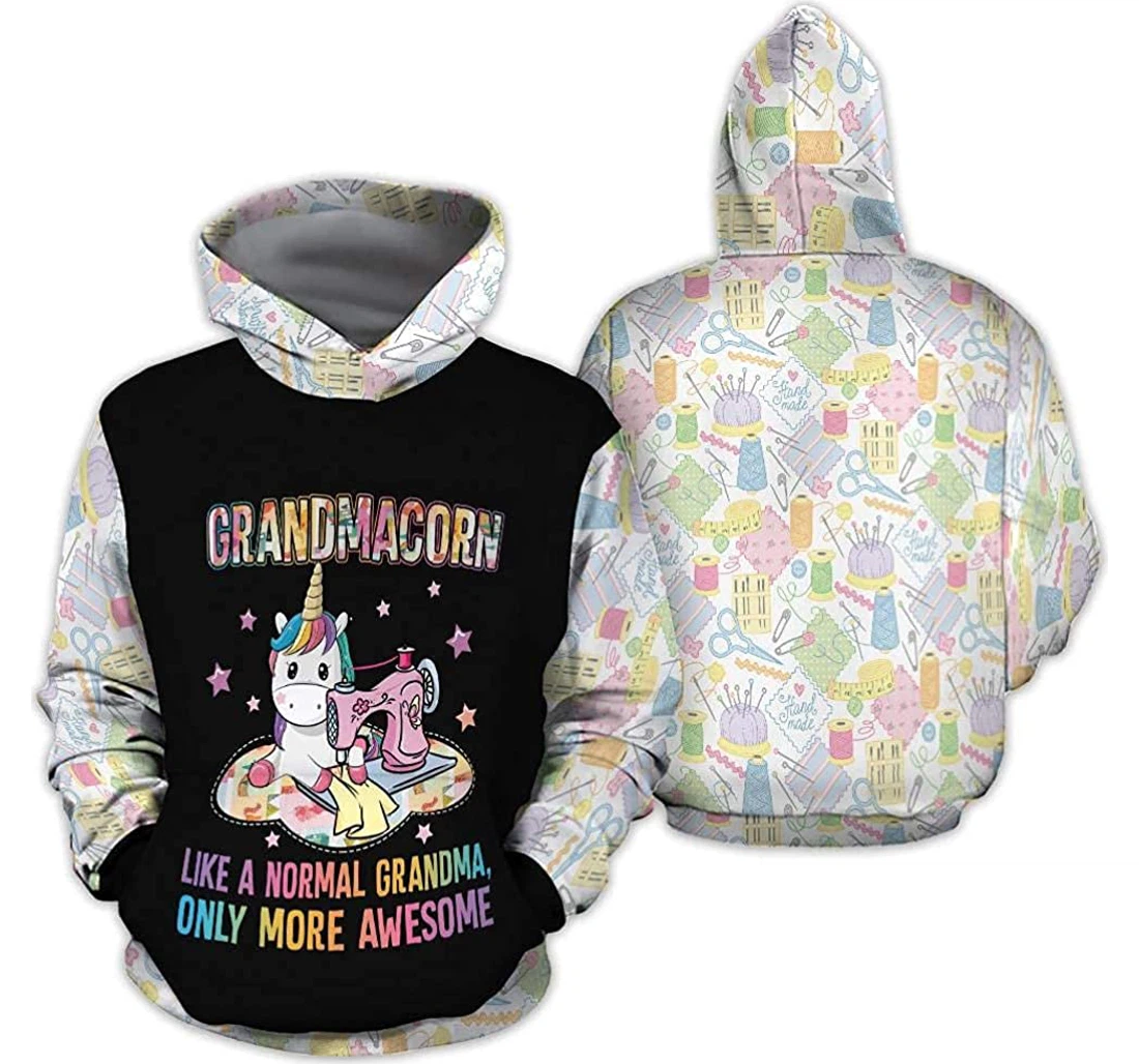 Personalized Sewing Grandmacorn Lightweight Premium Sportwear Up - 3D Printed Pullover Hoodie