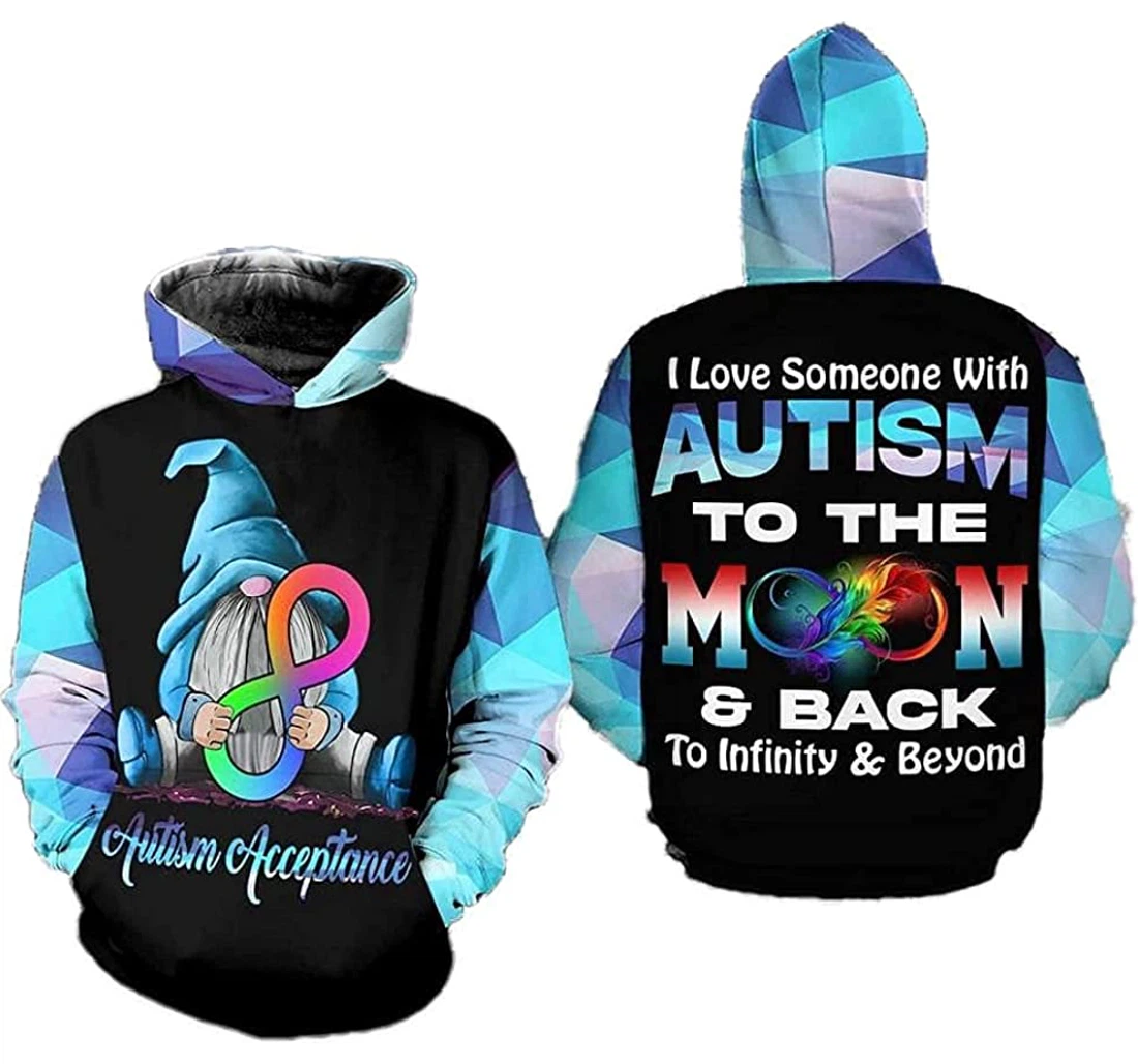 Personalized I Love Someone With Autism In Blue Lightweight Premium Sportwear Up - 3D Printed Pullover Hoodie