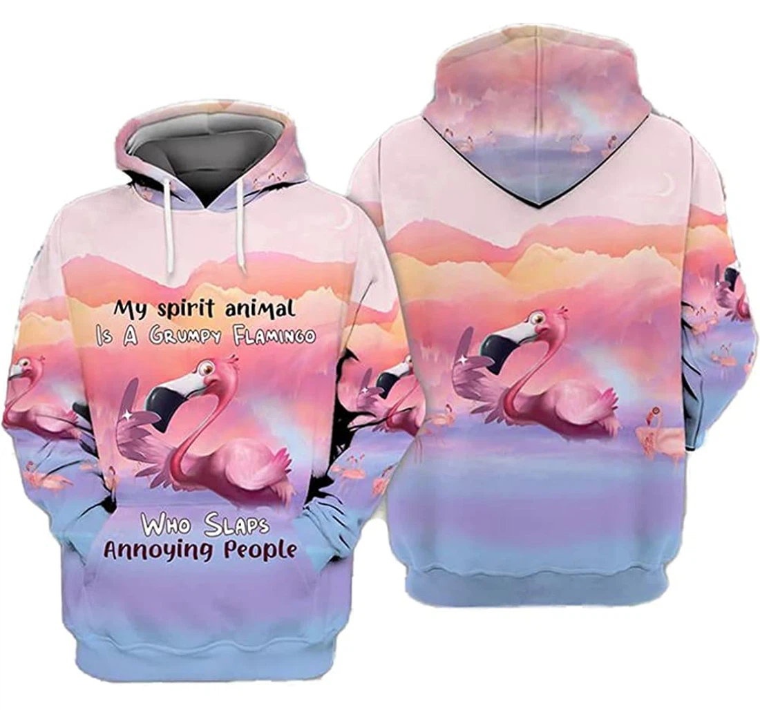 Personalized My Spirit Animal-a Grumpy Flamingo In Pink Lightweight Premium Sportwear Up - 3D Printed Pullover Hoodie