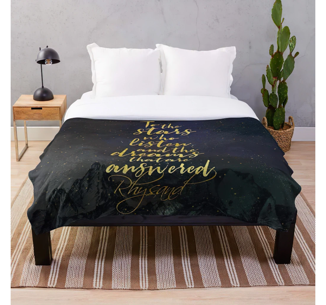 Throw Blanket, Quilt - Of Mist Stars A Court Rhysand And Bookish Dreams Quote Books Acomaf Fury Customize Sherpa Fleece