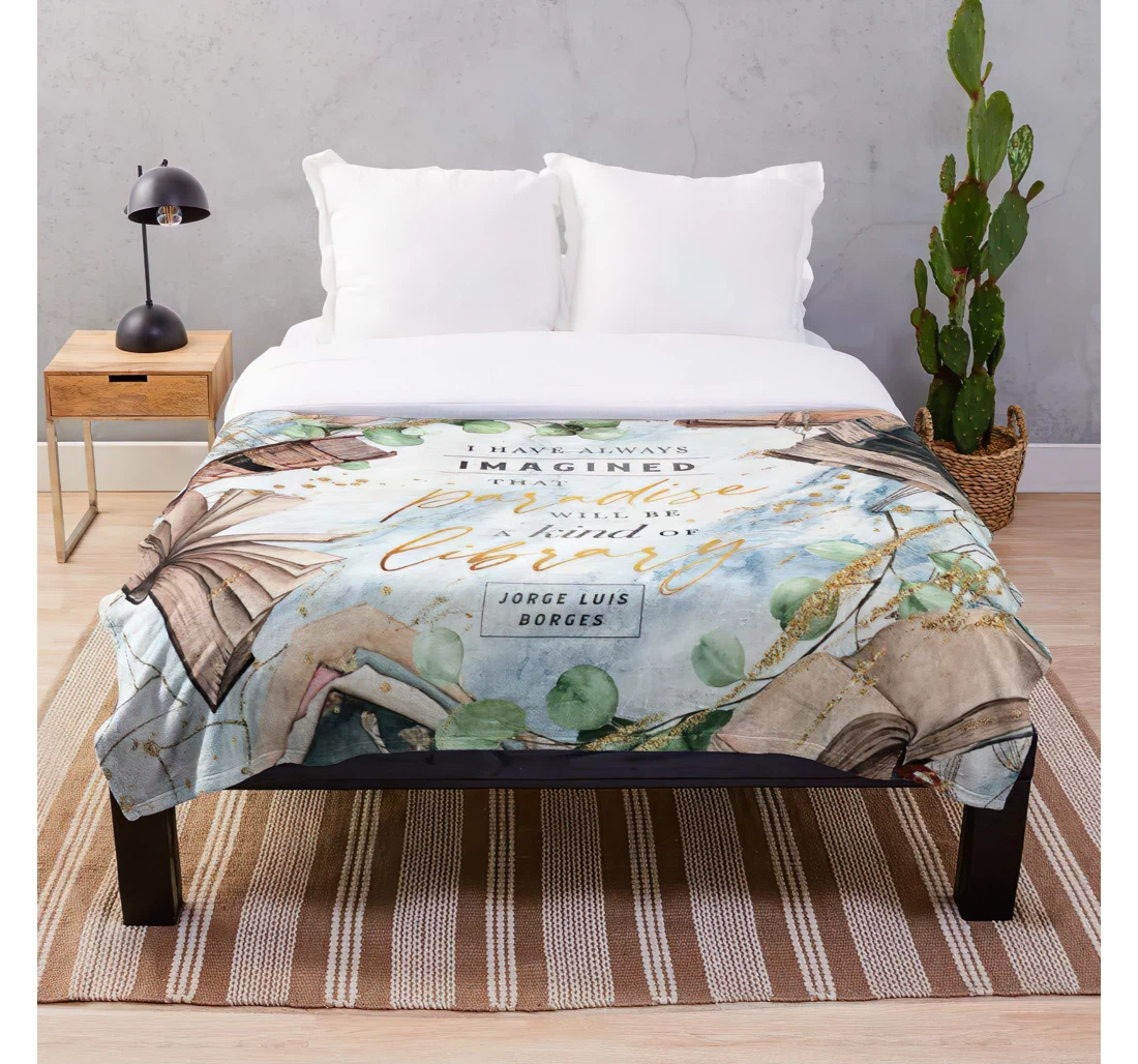 Throw Blanket, Quilt - Blue Marble Spanish Texture Bookish Books Reading Literature Customize Sherpa Fleece