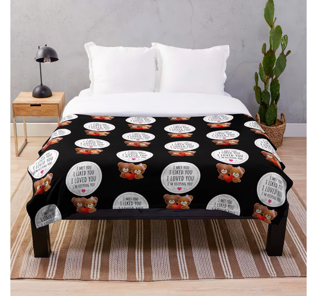 Throw Blanket, Quilt - Adults Cute Black Husband Wife White Gag Sarcastic Customize Sherpa Fleece