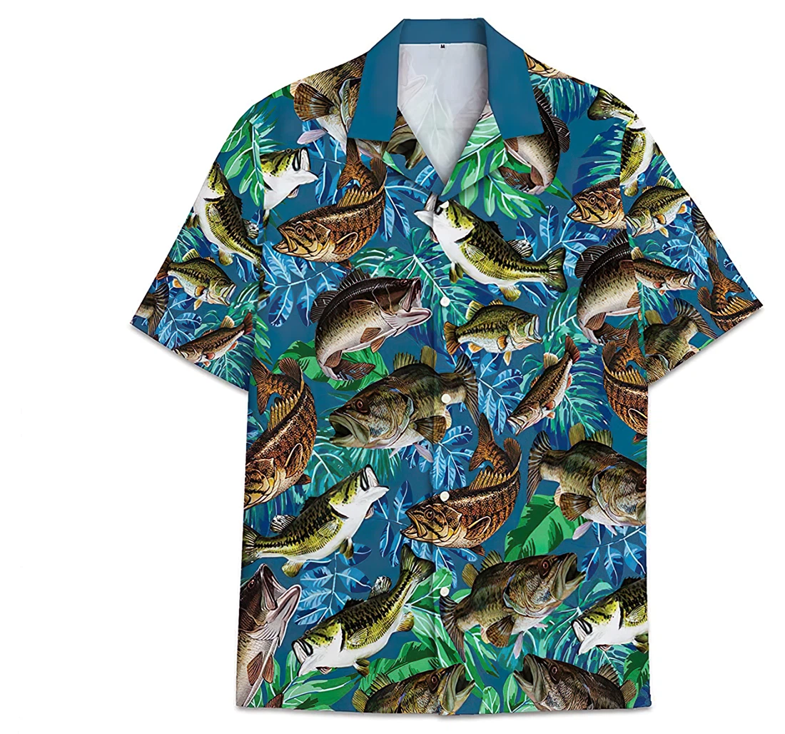 Personalized Fish Pattern Short Tall Womensmall Hawaiian Shirt, Button Up Aloha Shirt For Men, Women
