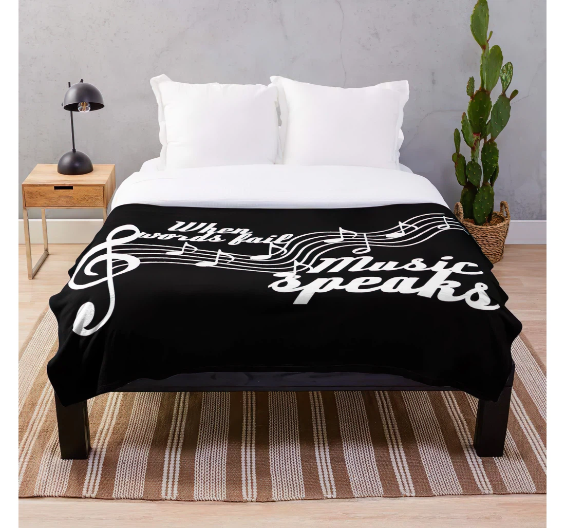 Throw Blanket, Quilt - When Instrument Music Piano Words Musician Fail Note Guitar Speaks Notes Customize Sherpa Fleece