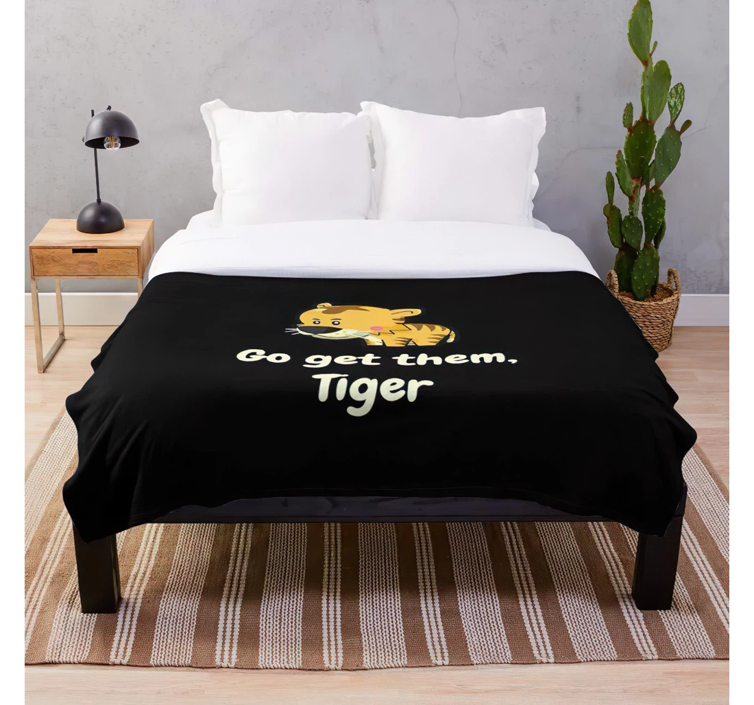 Throw Blanket, Quilt - Slogan Animals Quotes Love Funny Comic Quote Tiger Customize Sherpa Fleece