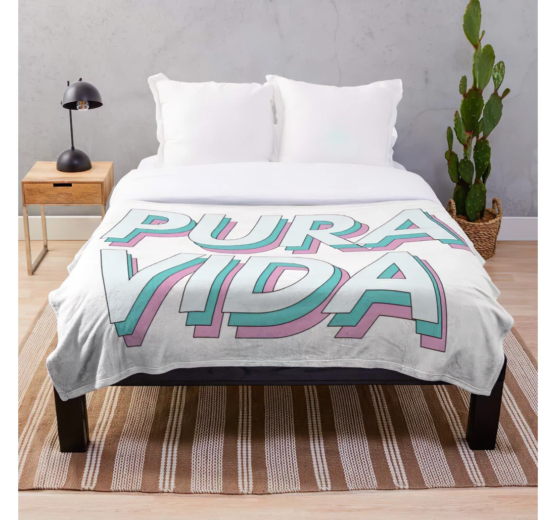 Throw Blanket, Quilt - Pure Quotes Pura Beach University Quote Life Puravida Vida College Customize Sherpa Fleece