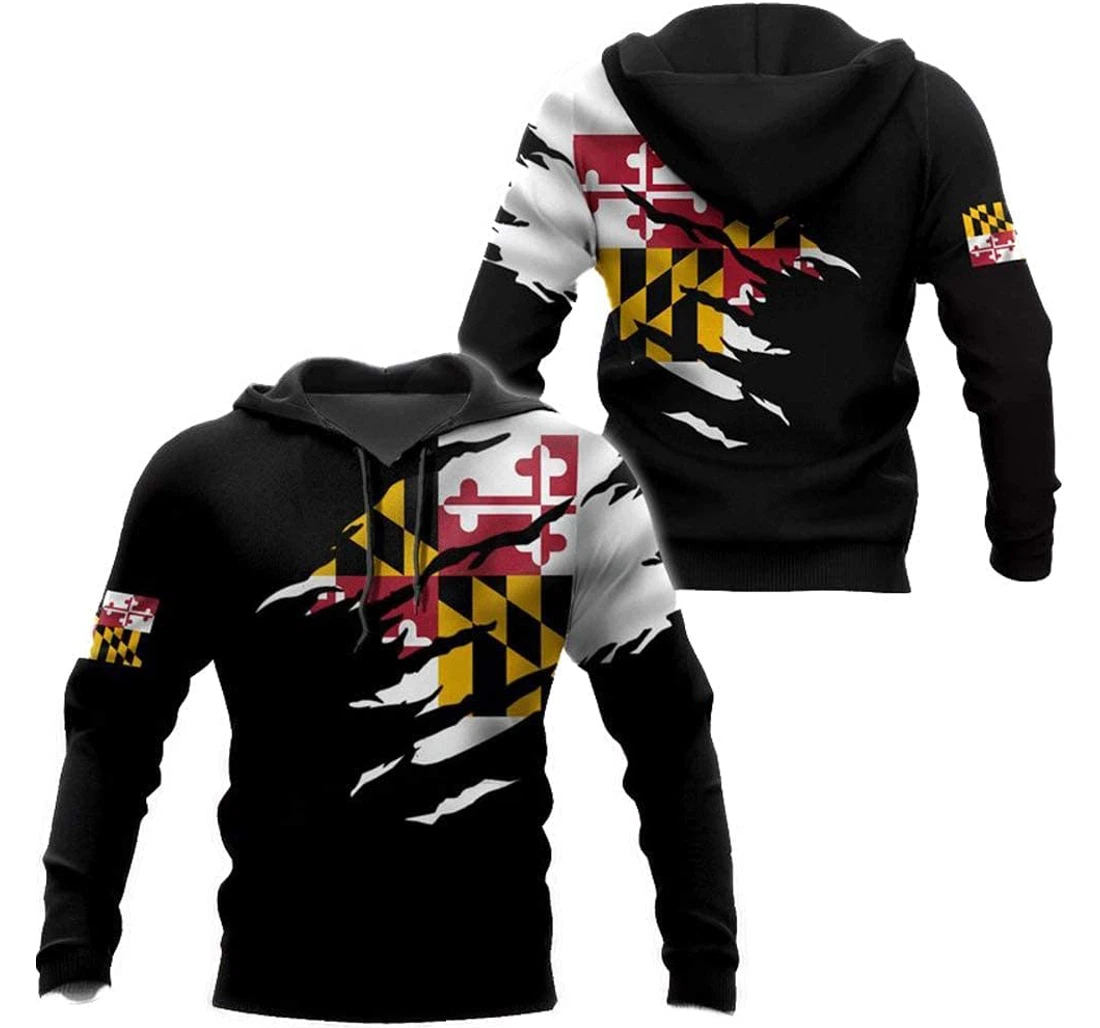 Personalized Maryland Flag In Lightweight Premium Sportwear Up - 3D Printed Pullover Hoodie