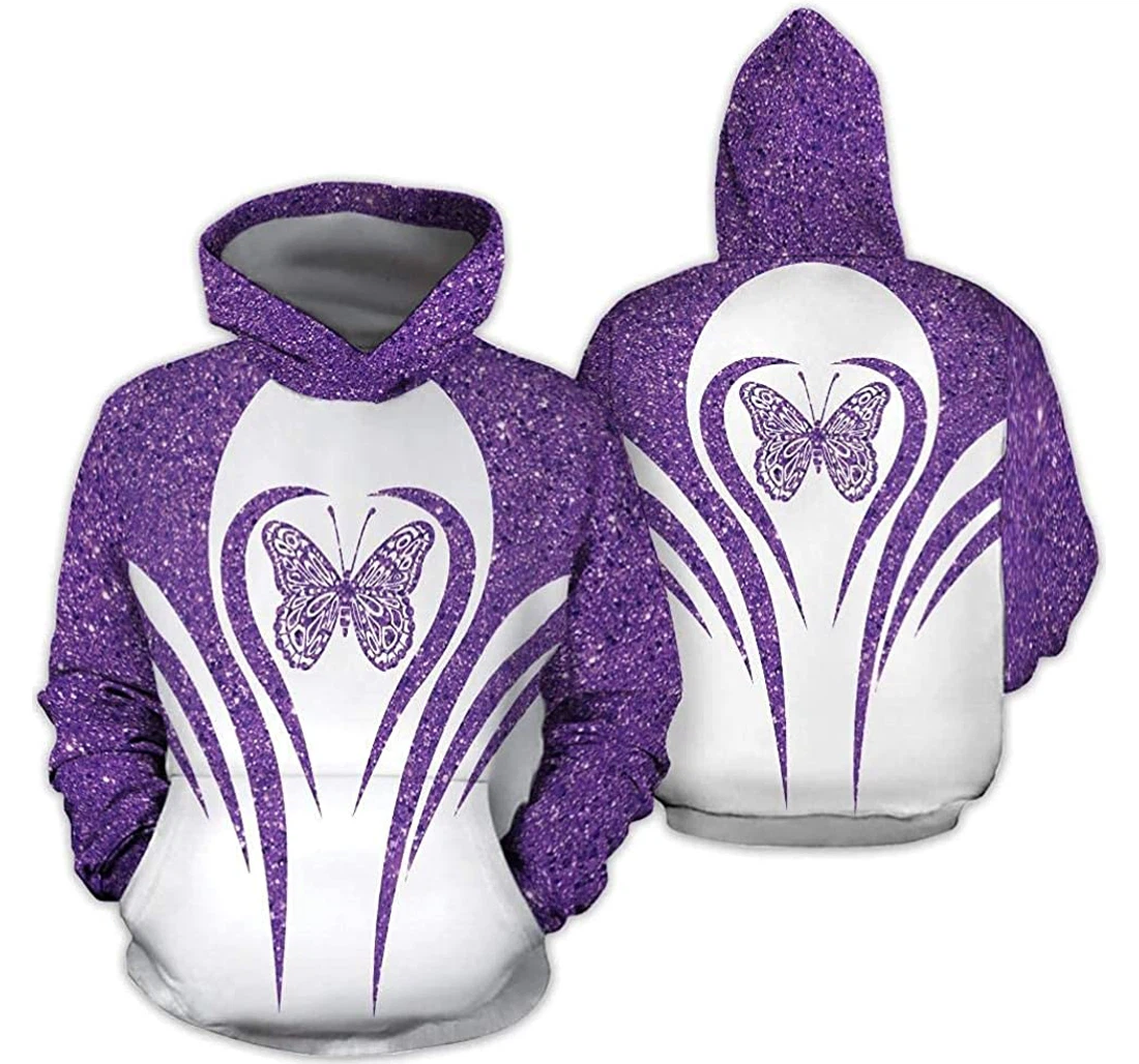 Personalized Purple Butterfly Lovers Lightweight Premium Sportwear Up - 3D Printed Pullover Hoodie