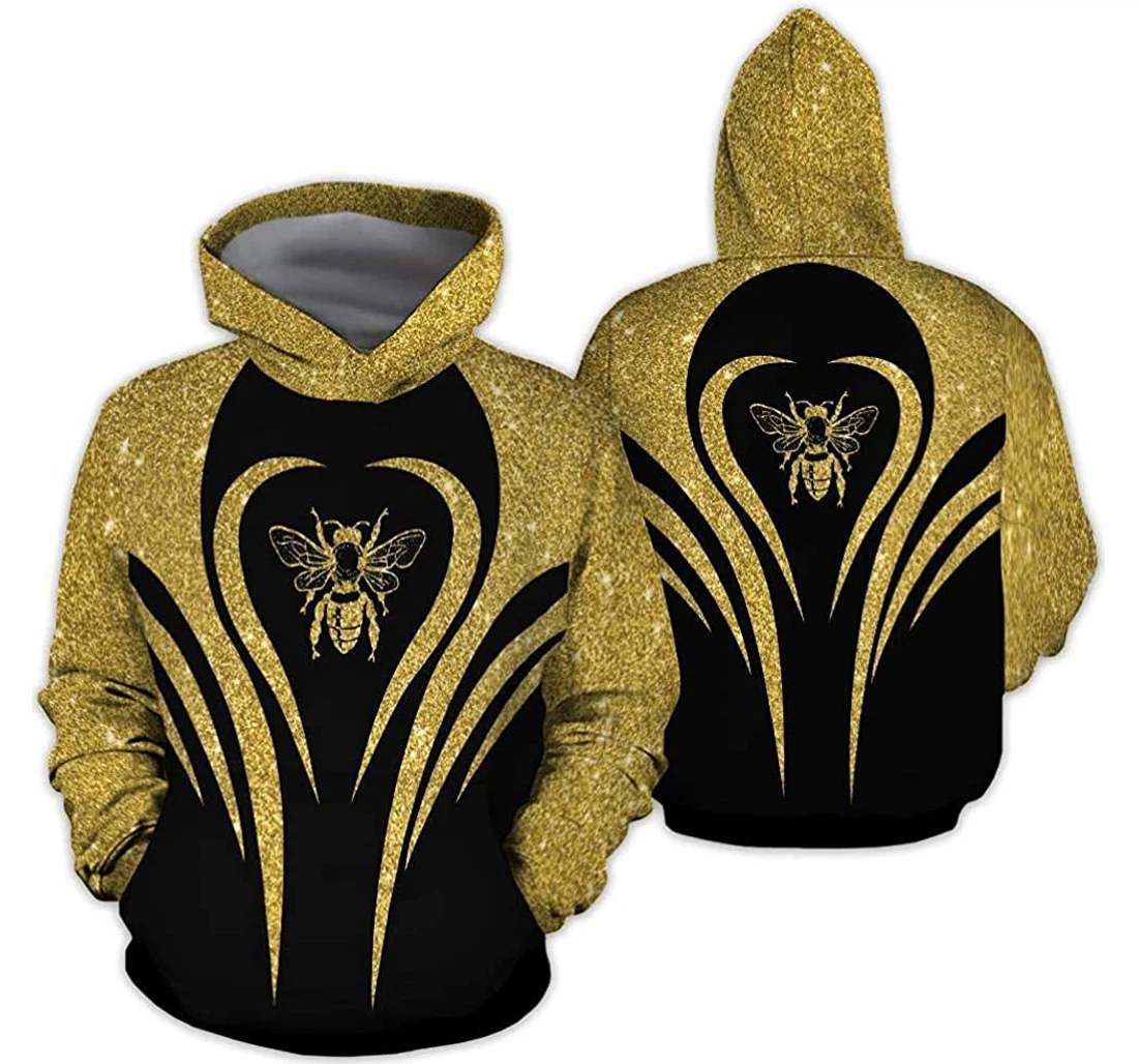 Personalized Golden Bee Lovers Lightweight Premium Sportwear Up - 3D Printed Pullover Hoodie