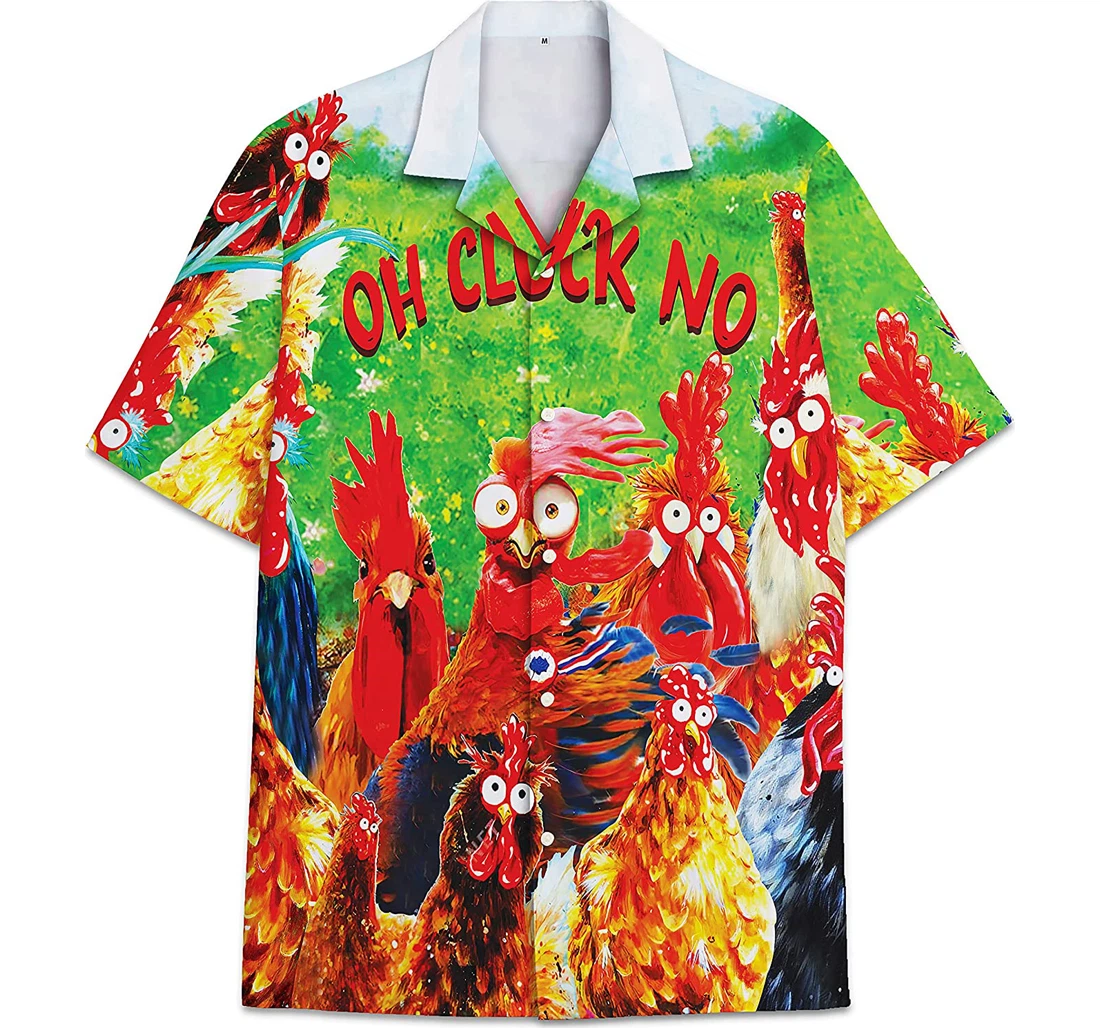 Personalized Rooster Oh Cluck No Funny Beach Shirts Hawaiian Shirt, Button Up Aloha Shirt For Men, Women