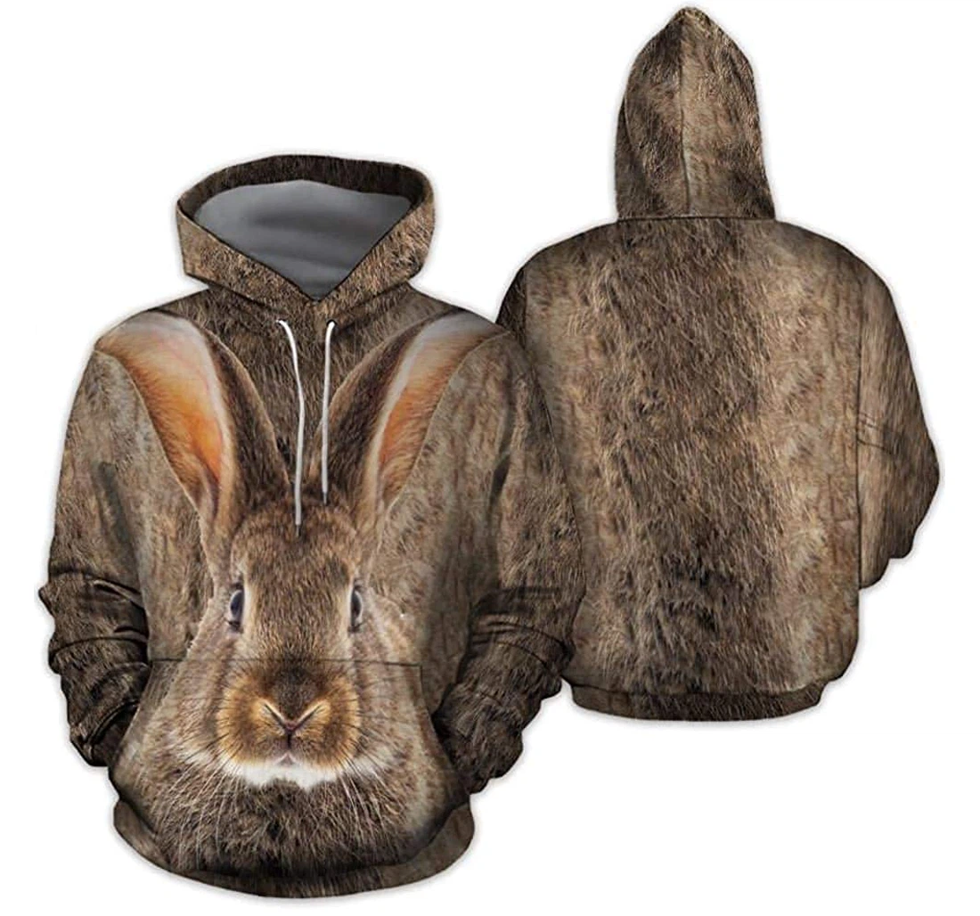 Personalized Brown Rabbit Face Lightweight Premium Sportwear Up - 3D Printed Pullover Hoodie