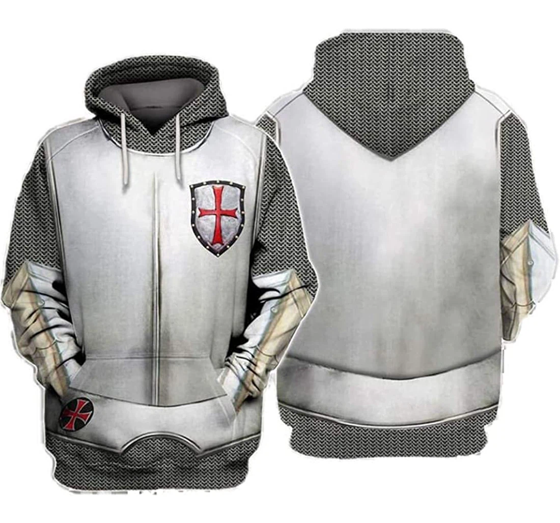 Personalized White Knight Templar Lightweight Premium Sportwear Up - 3D Printed Pullover Hoodie