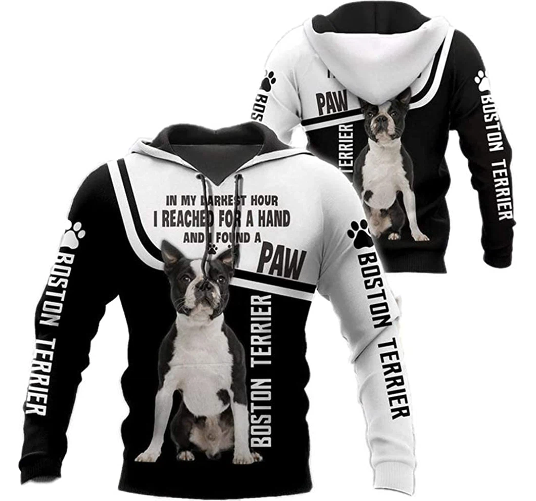 Personalized Boston Terrier Paw Lovers Lightweight Premium Sportwear Up - 3D Printed Pullover Hoodie