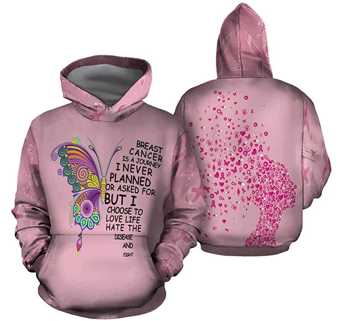 Personalized Pink Breast Cancel Lightweight Premium Sportwear Up - 3D Printed Pullover Hoodie