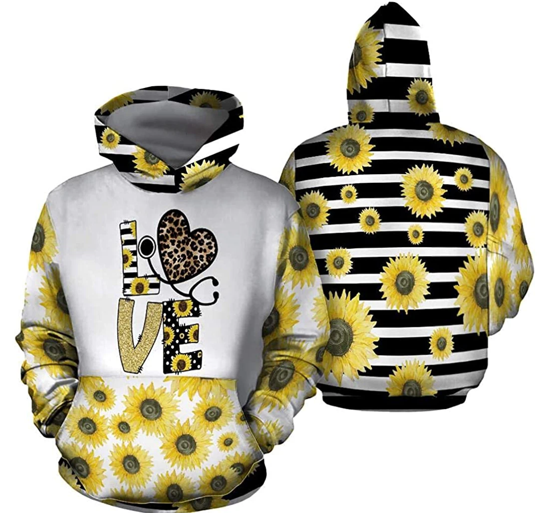Personalized Love Sunflower In White Lightweight Premium Sportwear Up - 3D Printed Pullover Hoodie