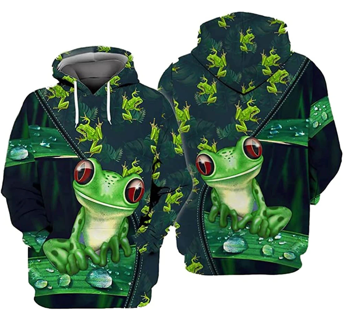 Personalized Cute Green Frog Lovers Lightweight Premium Sportwear Up - 3D Printed Pullover Hoodie