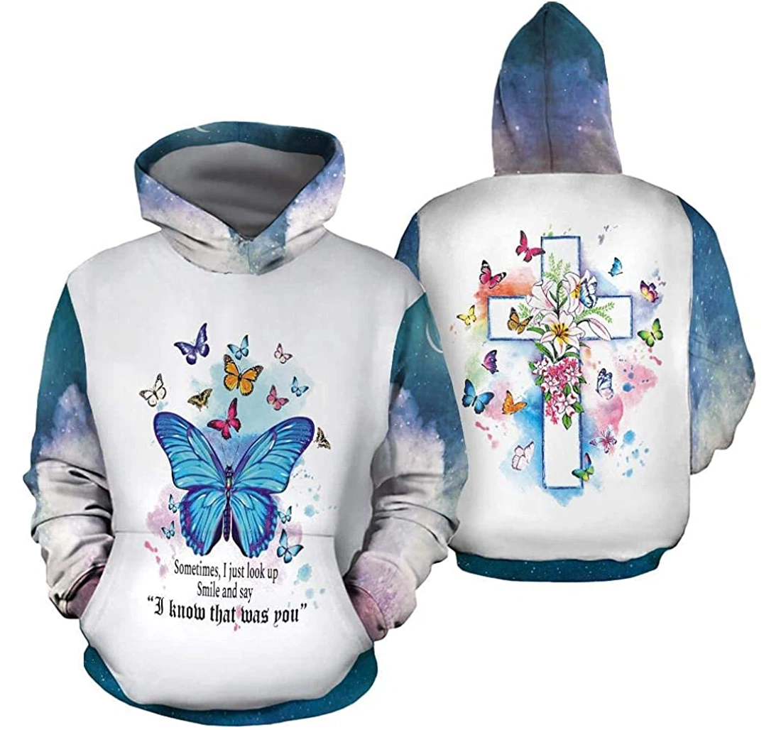 Personalized Butterfly Sky Lightweight Premium Sportwear Up - 3D Printed Pullover Hoodie