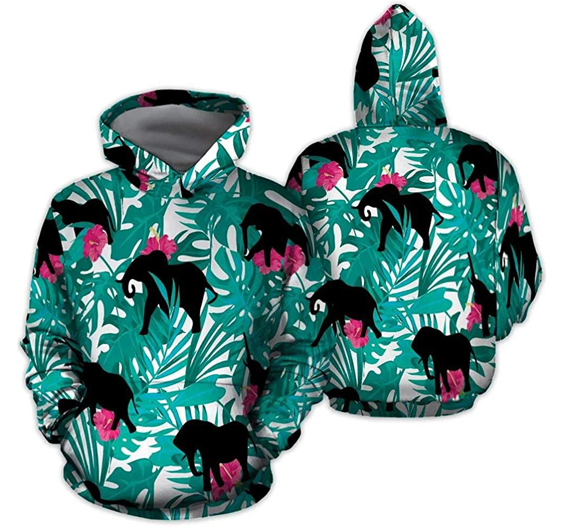 Personalized Elephant Tropical Floral Lightweight Premium Sportwear Up - 3D Printed Pullover Hoodie