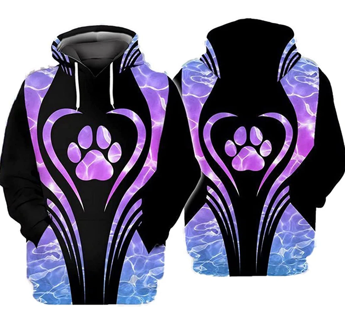 Personalized Dog Paw Purple Style Lightweight Premium Sportwear Up - 3D Printed Pullover Hoodie