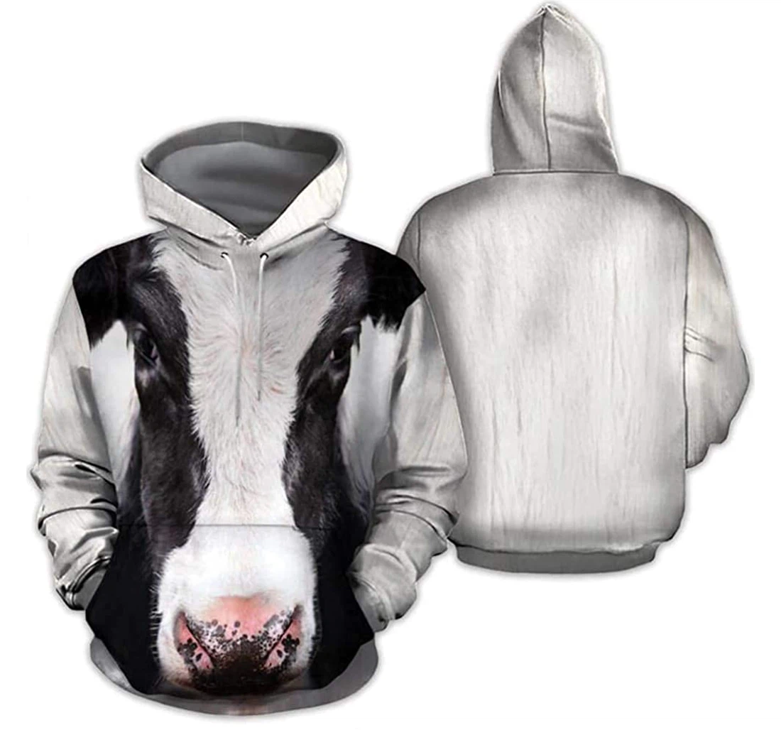 Personalized Dairy Cow Face Lovers Lightweight Premium Sportwear Up - 3D Printed Pullover Hoodie