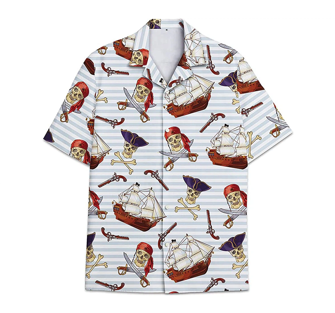 Personalized Pirates Button Short Tall Hawaiian Shirt, Button Up Aloha Shirt For Men, Women