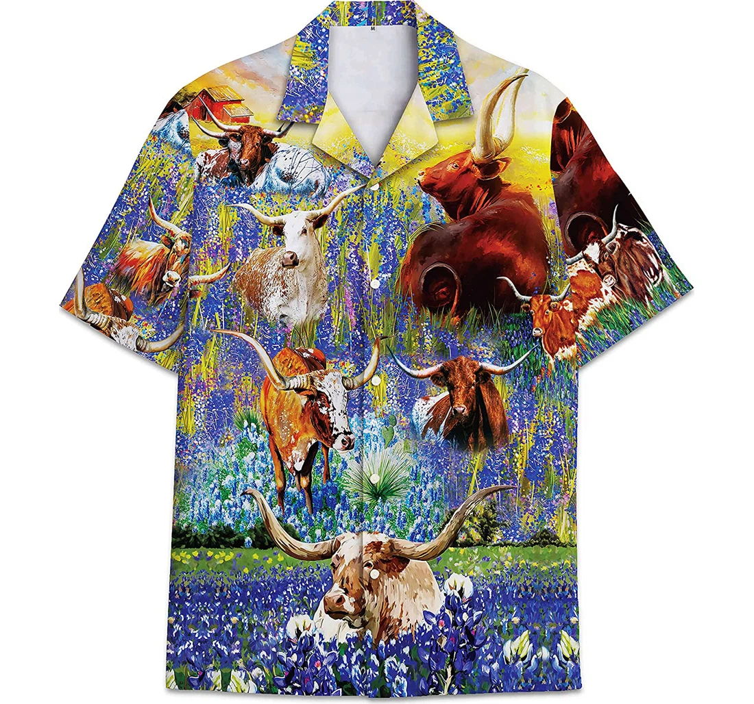 Personalized Cow Flower Funny Beach Shirts Hawaiian Shirt, Button Up Aloha Shirt For Men, Women