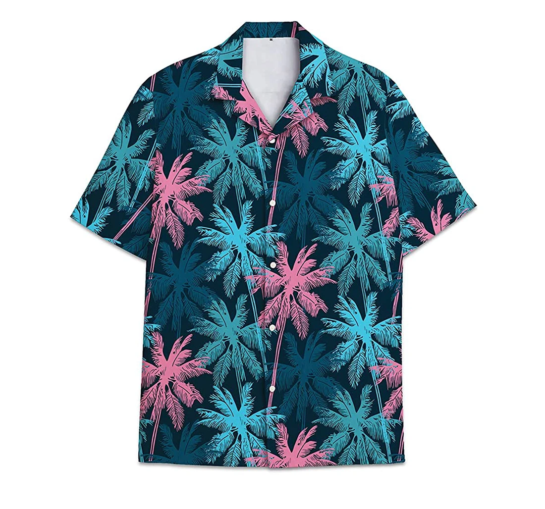 Personalized Coconut Tree Button Short Tall Hawaiian Shirt, Button Up Aloha Shirt For Men, Women