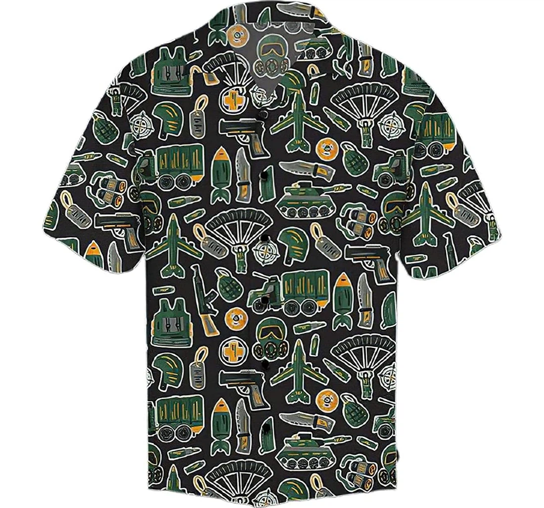 Personalized Amazing Military Cotton Pocket Summer Holiday Vacation Hawaiian Shirt, Button Up Aloha Shirt For Men, Women