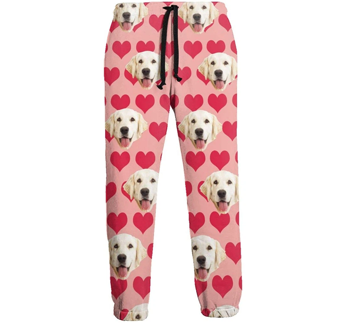 Personalized Caring Dog Head Graphric Casual Sweatpants, Joggers Pants With Drawstring For Men, Women
