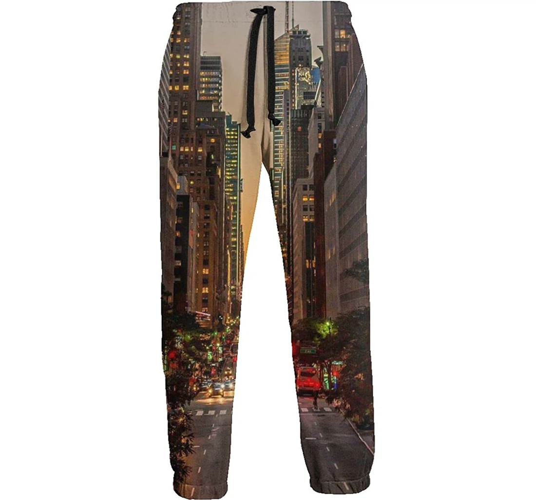 Personalized New York Street Graphric Casual Sweatpants, Joggers Pants With Drawstring For Men, Women