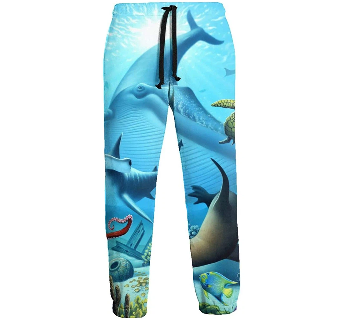 Personalized Ocean Life Graphric Casual Sweatpants, Joggers Pants With Drawstring For Men, Women