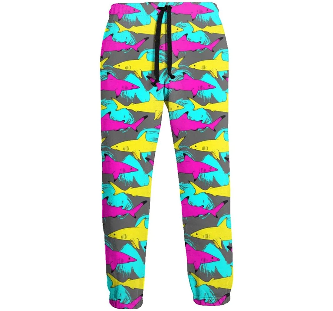 Personalized Shark Sea Animal Pattern Graphric Casual Sweatpants, Joggers Pants With Drawstring For Men, Women