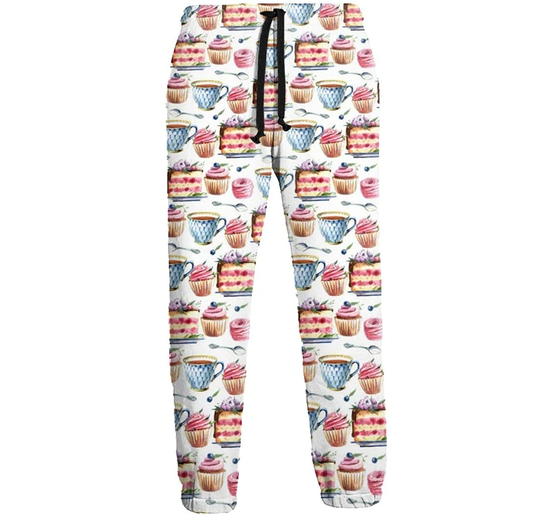 Personalized Sandwich Cake Pattern Graphric Casual Sweatpants, Joggers Pants With Drawstring For Men, Women