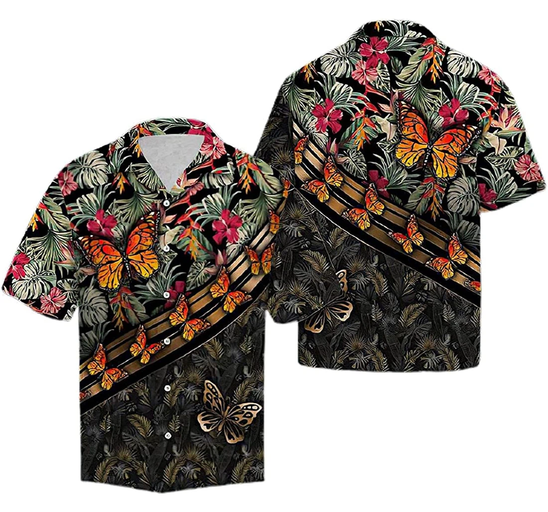 Personalized Butterfly Cotton Pocket Summer Holiday Vacation Hawaiian Shirt, Button Up Aloha Shirt For Men, Women