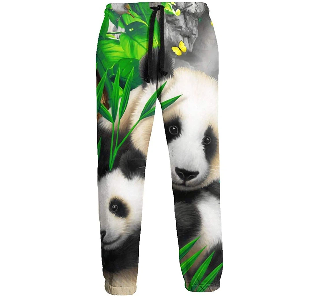 Personalized Precious Pandas Graphric Casual Sweatpants, Joggers Pants With Drawstring For Men, Women