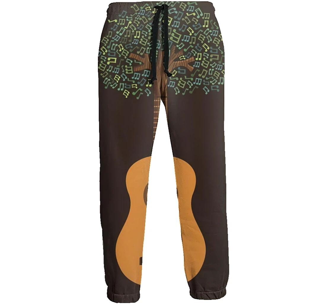 Guitar Tree Musical Note Graphric Casual Sweatpants, Joggers Pants With Drawstring For Men, Women