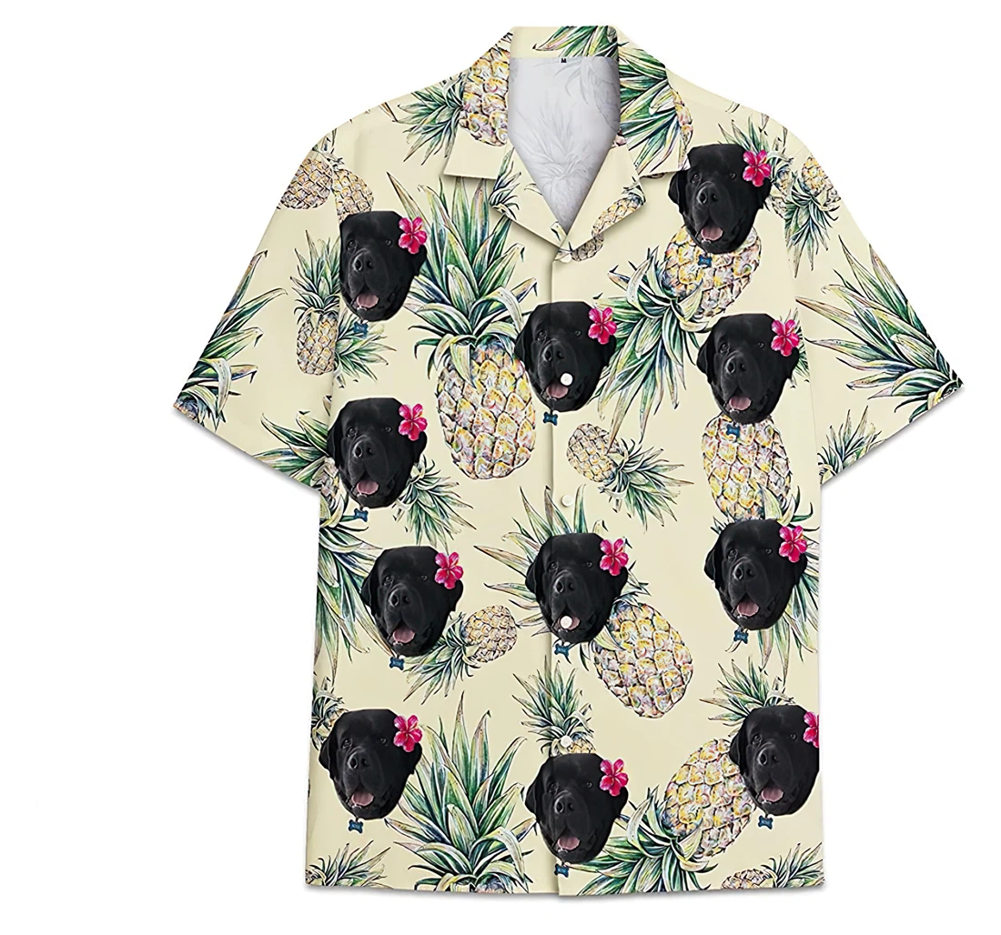 Dog Labrodar Pineapple Pattern Short Tall Hawaiian Shirt, Button Up Aloha Shirt For Men, Women
