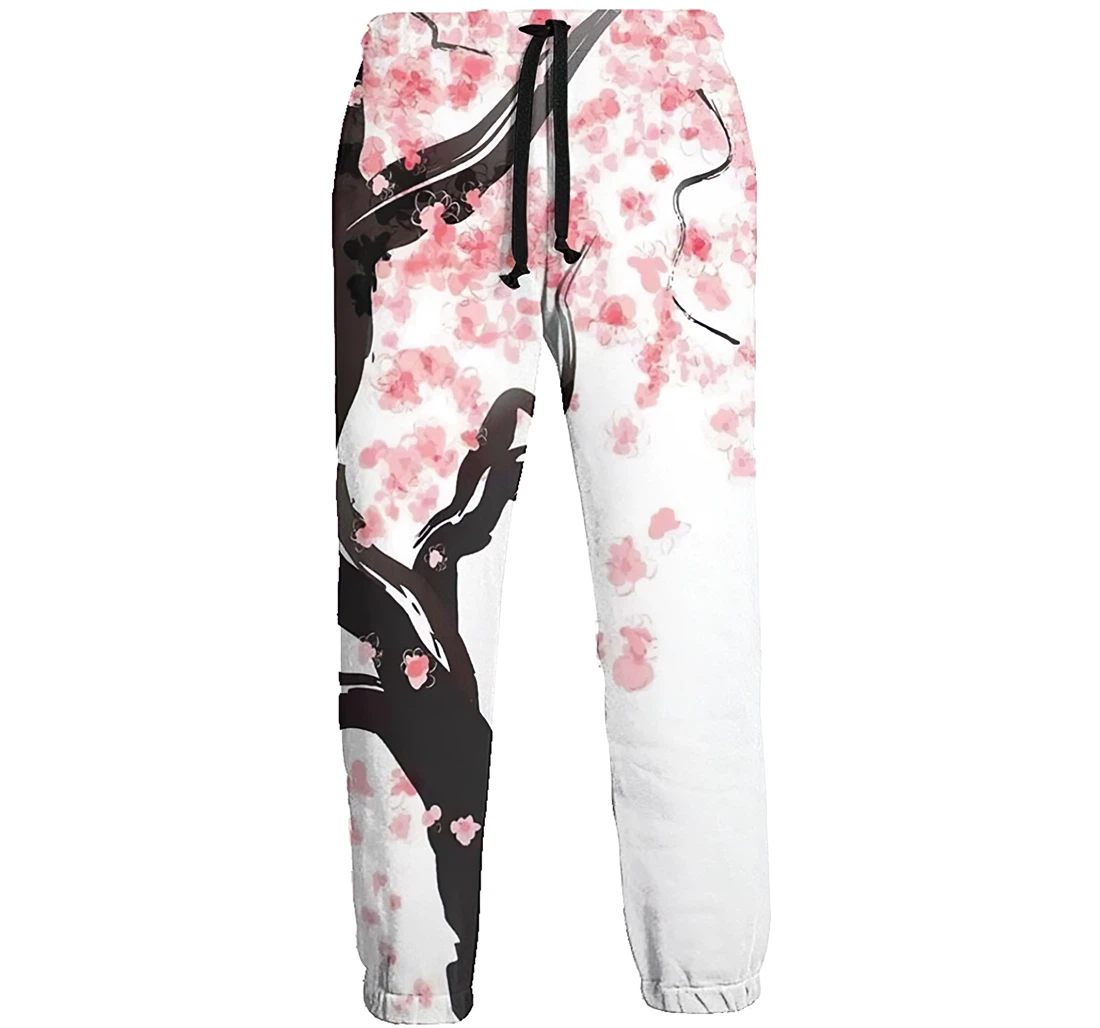 Personalized Japanese Cherry Tree Athletic Running Workout Pant Sweatpants, Joggers Pants With Drawstring For Men, Women
