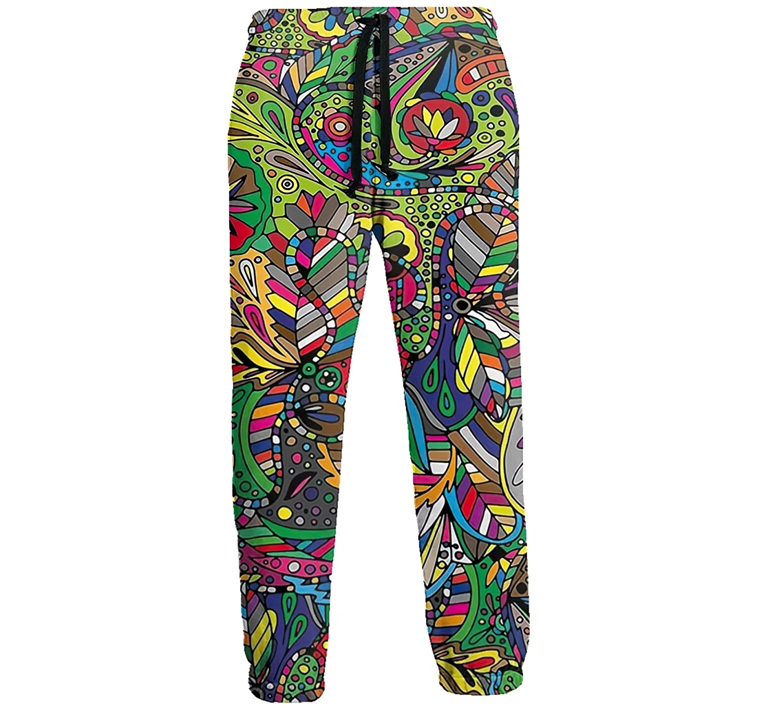 Personalized Colorful Floral Lightweight Workout Athletic Sweatpants, Joggers Pants With Drawstring For Men, Women