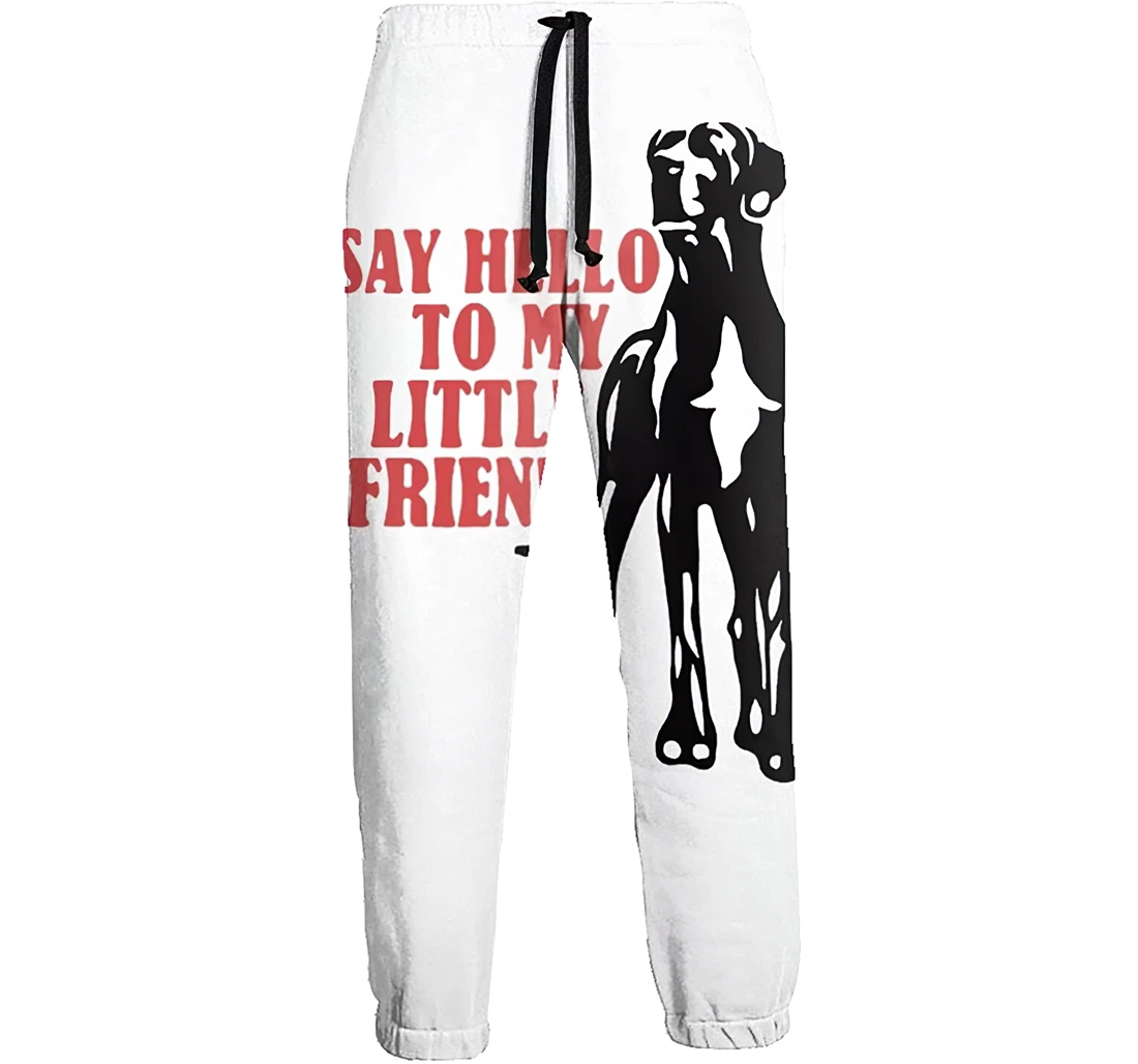 Personalized Say Hello To My Friend Lightweight Workout Athletic Sweatpants, Joggers Pants With Drawstring For Men, Women
